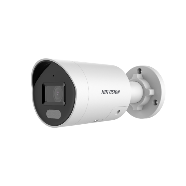 Bala IP 4 Megapixel / Imagen a Color 24/7 / PoE / Lente 2.8 mm / Luz Blanca 40 mts / Exterior IP67 / Luz Intermitente y Alerta de Audio / Videoanaliticos (Filtro de Falsas Alarmas) / WDR 130 dB / MicroSD