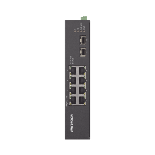 Switch Industrial Gigabit PoE+ / No Administrable / 6 puertos 10/100/1000 Mbps PoE+ (30W) + 2 puertos 10/100/1000 PoE++(60W) / 2 puertos SFP / 110 Watts