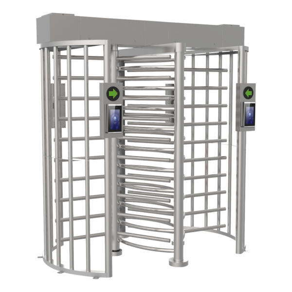 Torniquete DOBLE (2 Carriles) de Cuerpo Completo / Bidireccionable / Acero Inoxidable SUS304 / 30 Personas por Minuto / Interior y Exterior / Compatible con Reconocimiento Facial (Terminal no Incluida)