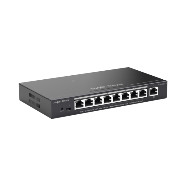 Switch PoE gigabit inteligente con 9 puertos gigabit, 8 puertos PoE+ hasta 120W, reconocimiento de cámaras IP, valor único para redes CCTV, gestionable en la nube